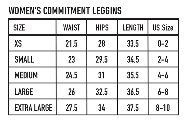 Size Chart For Leggings  International Society of Precision