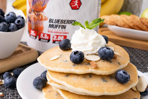 Delicious blueberry protein pancakes