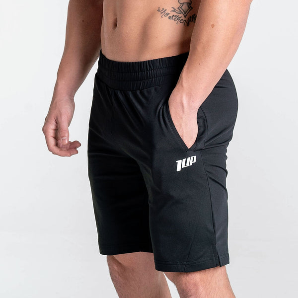 Men's Commitment Shorts Black, used to promote men's workout supplement