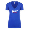 Women's Deep V-Neck T-Shirt "Royal Blue", used to promote workout supplement for women