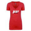 Women's Deep V-Neck T-Shirt "Red", used to promote workout supplement for women