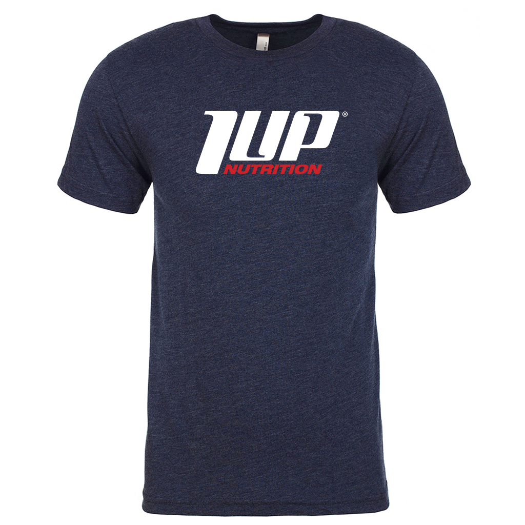 Men's Crew Neck T-Shirt "Navy", used to promote men's workout supplement